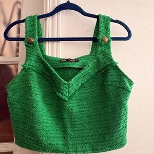 Zara Bright Green Textured Top